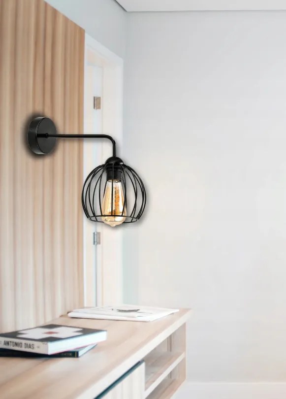 Nástenná lampa 1x E27 LOFT edison LED nad zrkadlo, drôtená guľa