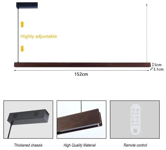 Immax NEO 07301L-LED Stmievateľný luster na lane MADEIRA 33W/230V Wi-Fi Tuya 152 cm orech