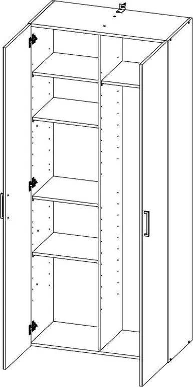 Skriňa s deleným priestorom Multiraum, 80 cm, biela
