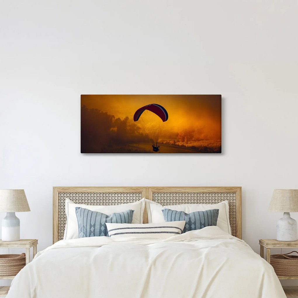 Obraz parašutistu v západe slnka (120x50 cm)