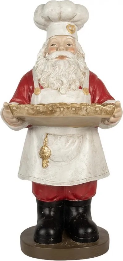 Vianočné dekorácie figúrka Santa Claus kuchár s podnosom - 40*39*81 cm