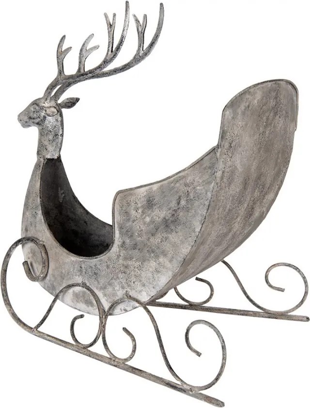 Zinková antik kovová dekorácia sane s jeleňom Deer - 44*34*47 cm