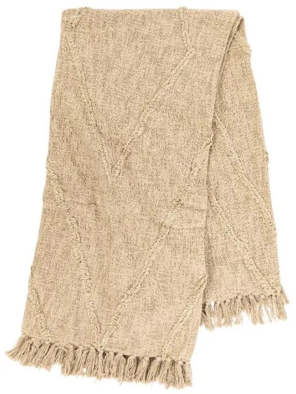 Béžová bavlnená prikrývka na dvojlôžko 250x260 cm Sahara - Tiseco Home Studio