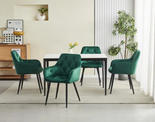 Jedálenská stolička JORK zamatová, tmavozelená (čierne nohy)