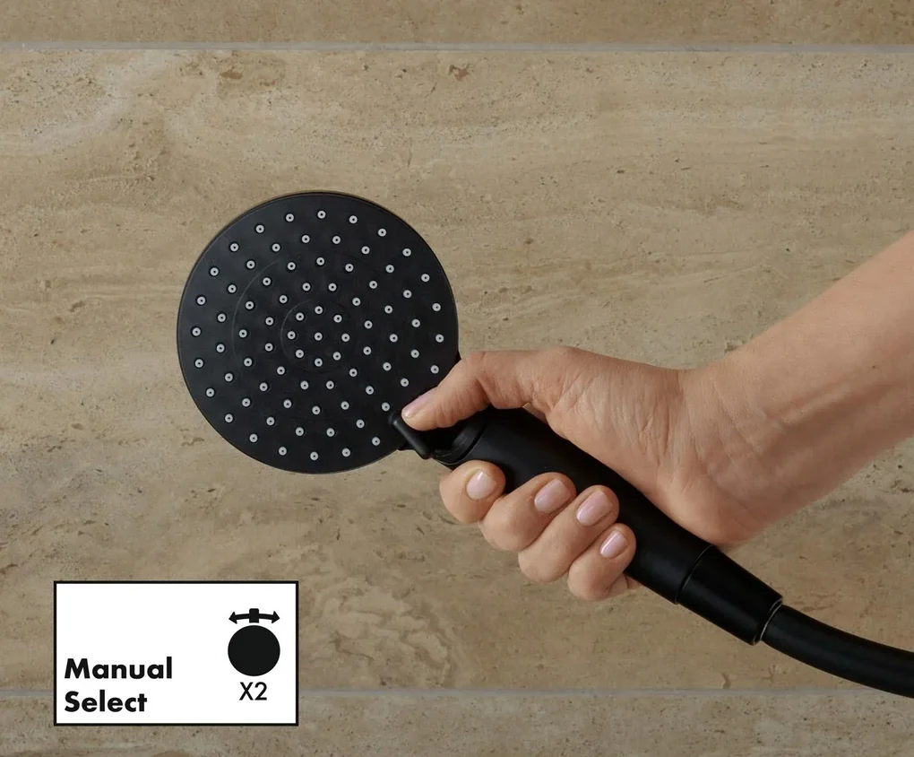 Hansgrohe Vernis Blend, Showerpipe 240 1jet EcoSmart 9 l, s termostatom, čierna matná, HAN-26428670