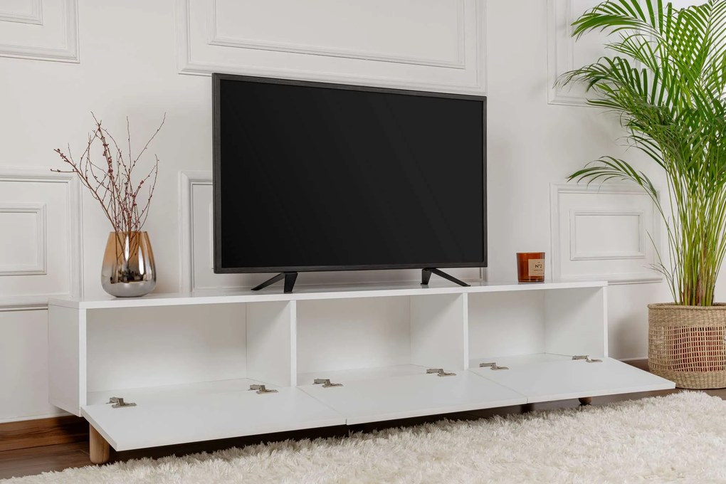 TV stolík/skrinka Alvindel (biela). Akcia -19%. Vlastná spoľahlivá doprava až k Vám domov. 1127716