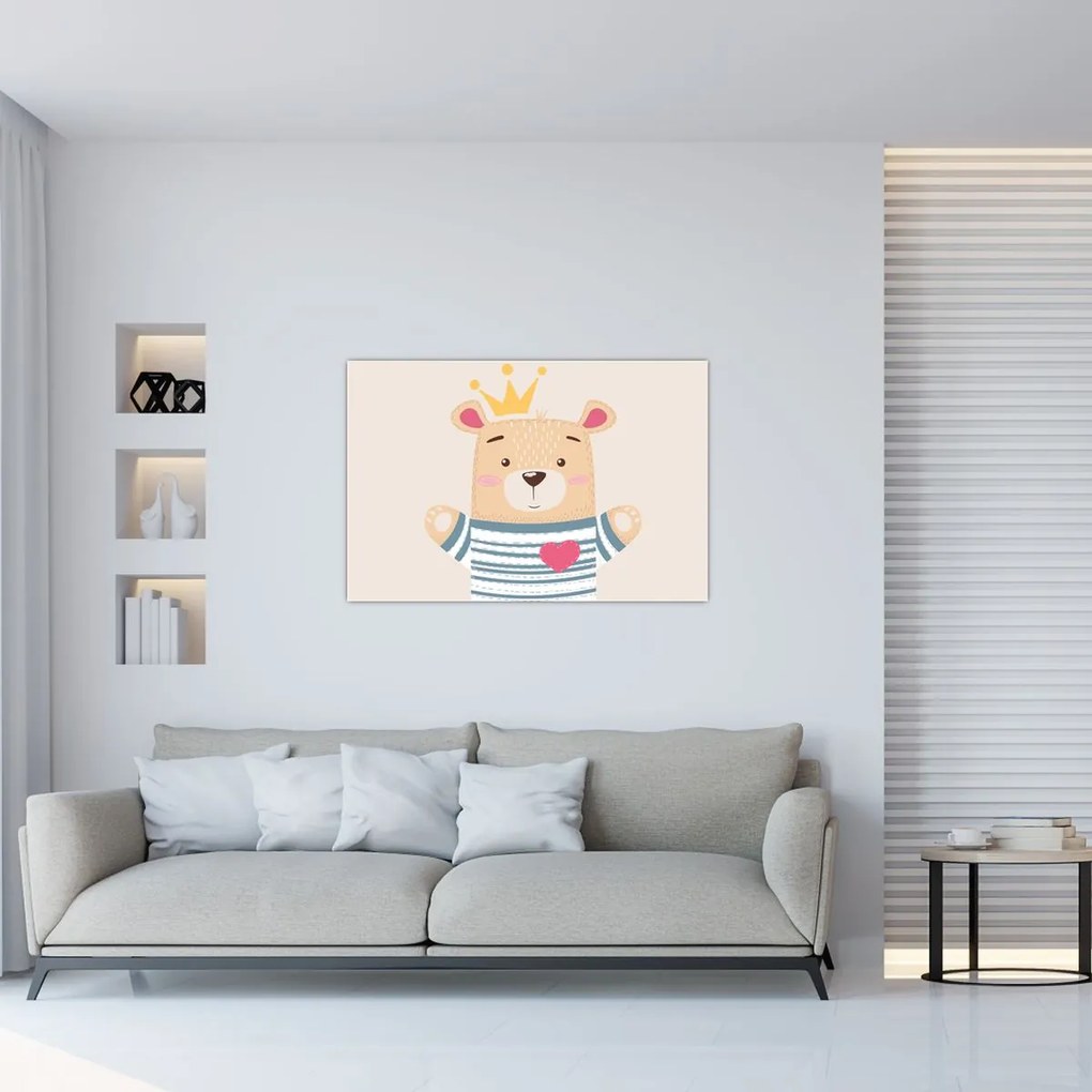 Obraz - Medvedík s korunkou (90x60 cm)