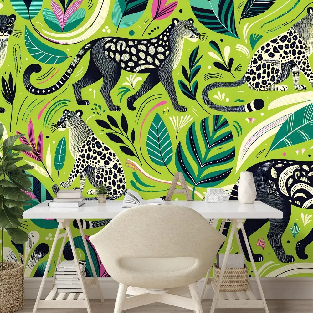 Tapeta leopardy v tropickej džungli