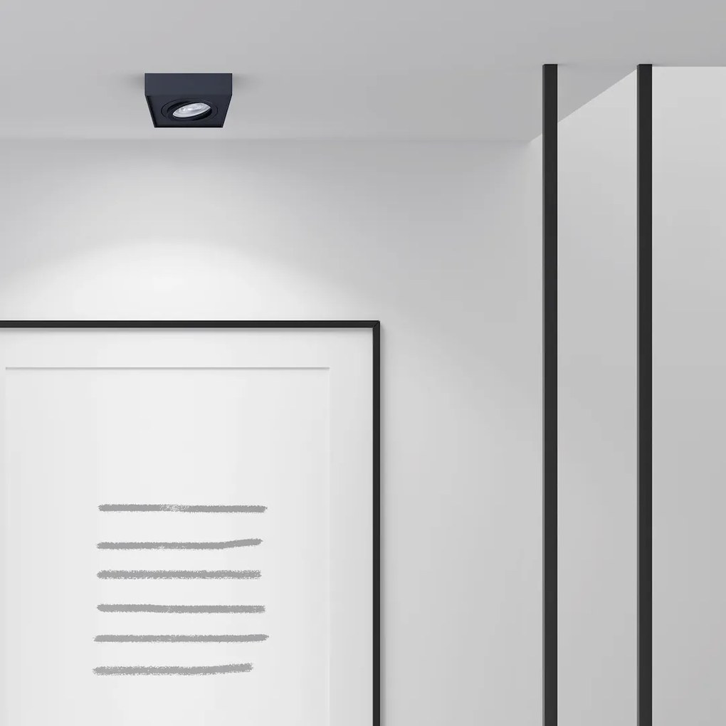 Podhľadové svietidlo Nusa Square, 1x čierne kovové tienidlo, (možnosť polohovania), b