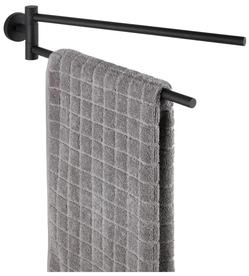 WENKO 24238100-Držiak uterákov BOSIO BLACK 5,5x43 cm nerez/strieborná