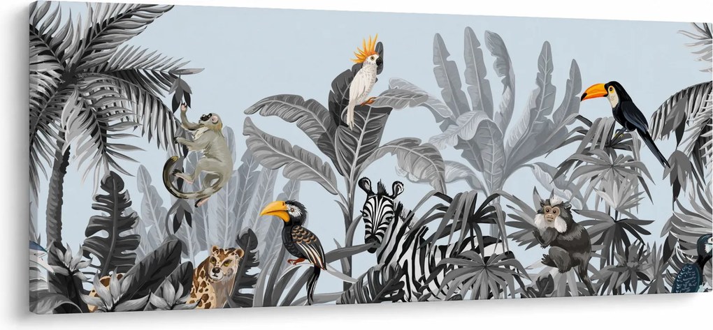 Obraz zvierat v tropickom lese (120x50 cm)