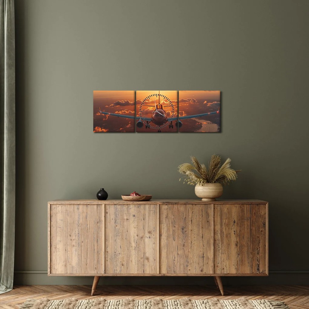 Obraz - Dopravné lietadlo (s hodinami) (90x30 cm)