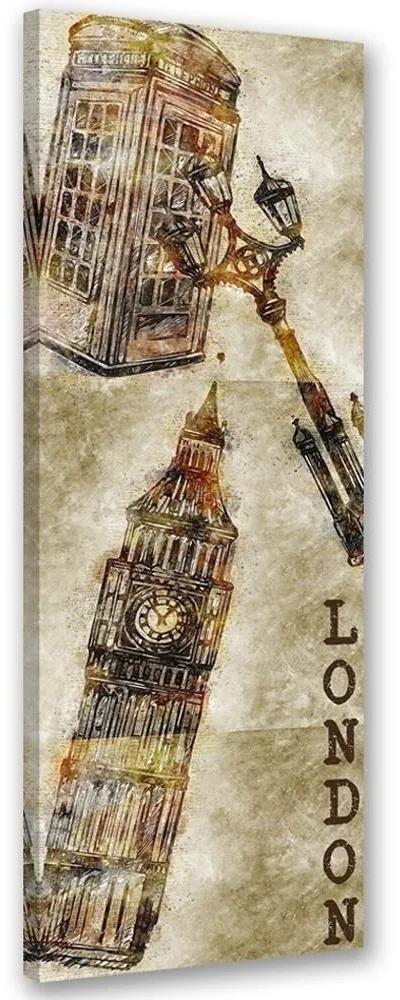 Obraz na plátně Londýnský Big Ben Retro - 30x90 cm