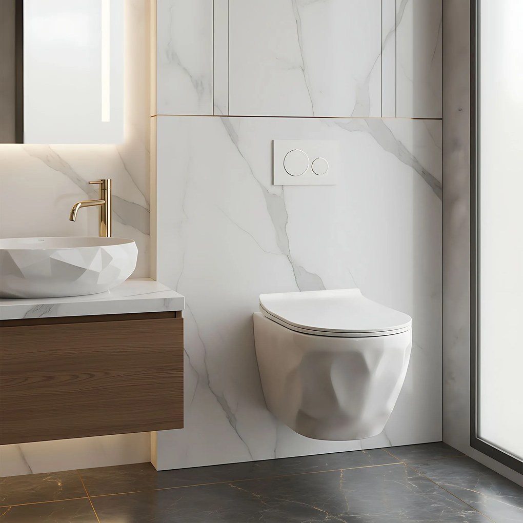 Rea Gustavo, závesná WC misa + toaletné sedadlo, biela, REA-C1652