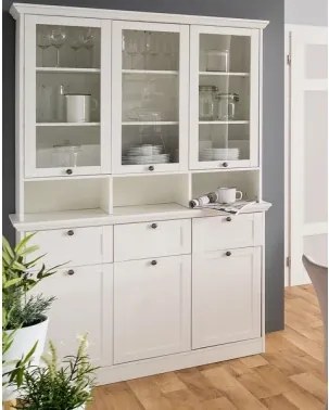 Široká úložná vitrína Landwood, biela%