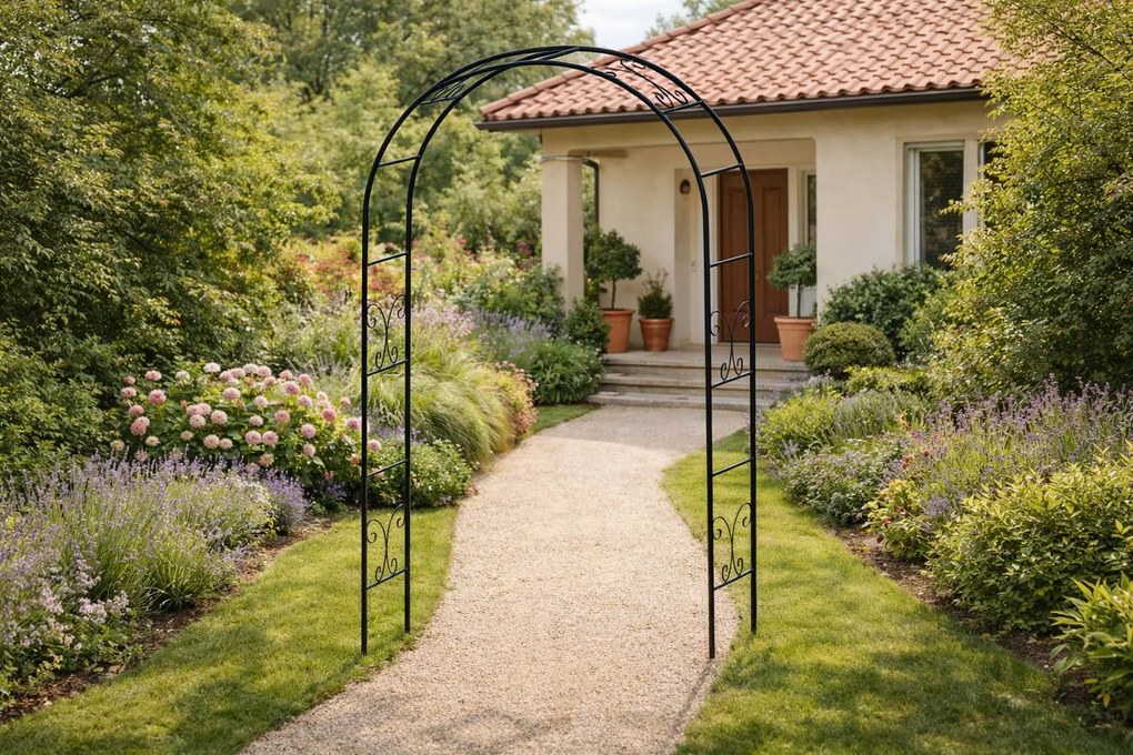 Kovový zahradní květinový oblouk BestBerg BBFA-20DA / 104 × 240 cm / černá