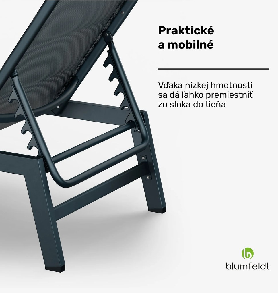 Blumfeldt Renazzo Lounge ležadlo, nosnosť 120 kg, 5-stupňové, vodoodpudivé