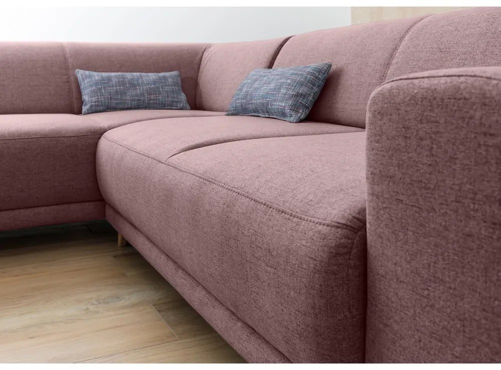 Ružová rozkladacia/s úložným priestorom rohová pohovka (ľavý roh/do L) Classy Sophie – Miuform