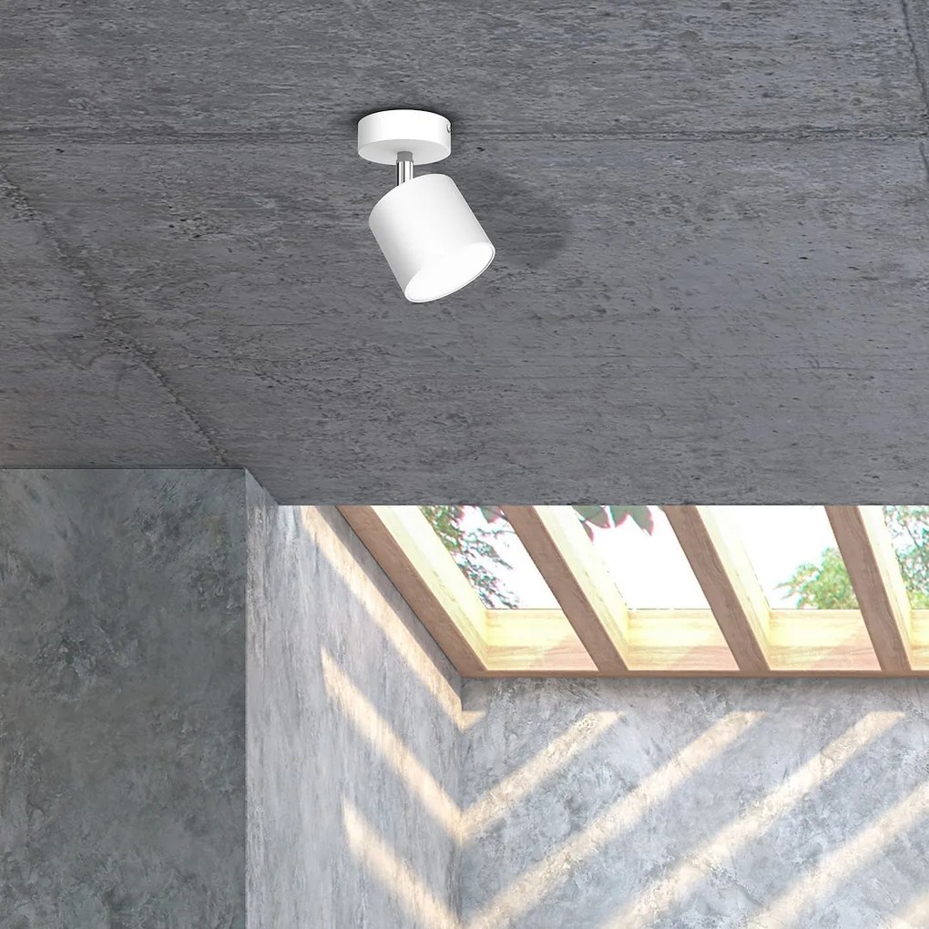 Bodové svietidlo Dixie, 1x biele kovové tienidlo, w/ch