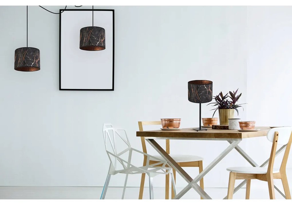 Stolná lampa Werona 3, 1x čierne textilné tienidlo so vzorom, (výber zo 4 farieb konštrukcie), c