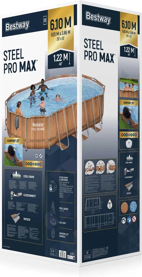 LEAN Rámový oválny záhradný bazén Power Steel 610 x 366 x 122 cm