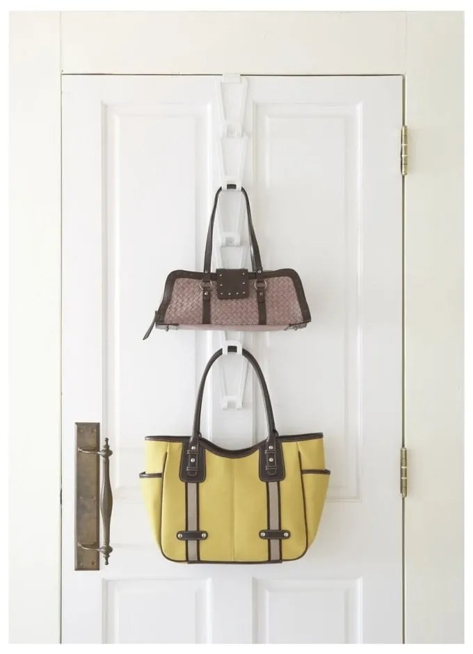 Biely vešiak na kabelky so zavesením na dvere a 6 háčikmi YAMAZAKI Kanazawa