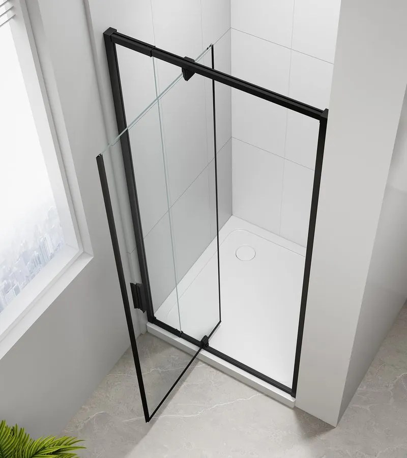 Polysan Polysan, EASY BLACK otočné sprchové dvere 760-900mm, číre sklo, EL1615B