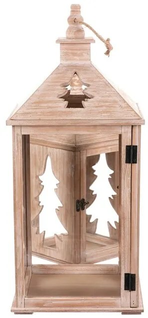 Súprava drevených lampášov Stromček, 2ks, prírodná