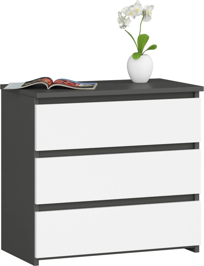 Komoda CL3 60 cm grafitově šedá/bílá