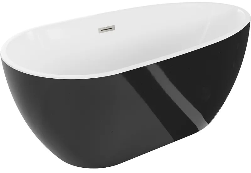 Mexen Eos, voľne stojaca vaňa 170 x 75 cm, biela-čierna, brúsená oceľ prepad, 52471707575-97