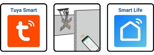 MK FLORIA MKF-20DM444 - Inteligentný stropný držiak pre TV 55" čierna Wi-Fi TUYA + DO