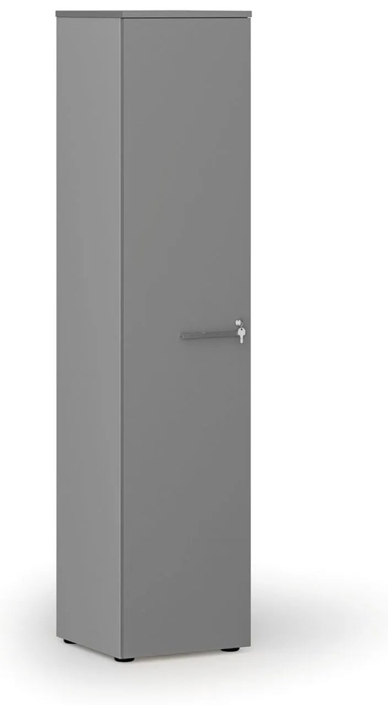 Úzka kancelárska skriňa PRIMO GRAY, 1781 x 400 x 420 mm, sivá/grafit