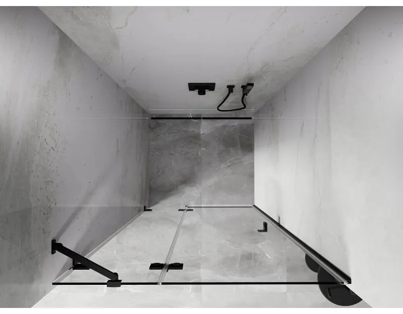 Mexen, Mexen Lunar ľavé výklopné sprchové dvere 95 cm, transparentné, čierne - 834-095-000-70-00-L