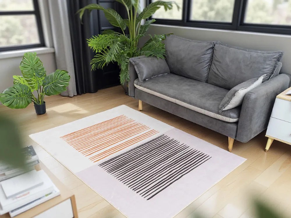 Koberec Dream krémový s horizontálnym vzorom – obdĺžnik Rozmer: 120x170 cm