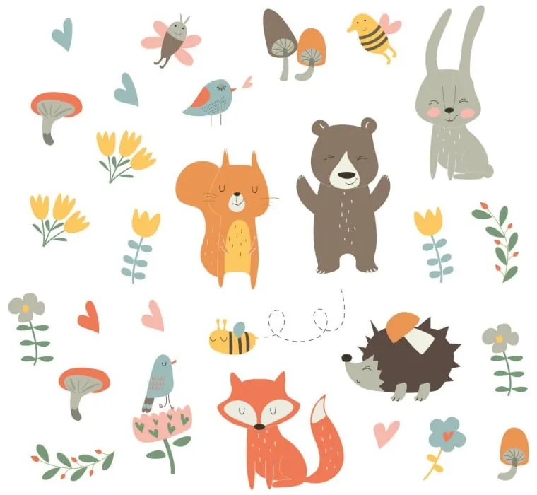 Súprava nástenných detských samolepiek Ambiance Funny Scandinavian Animals