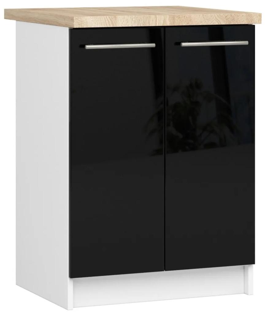 Kuchyňská skříňka Olivie S 60 cm 2D bílá/černý lesk/dub sonoma