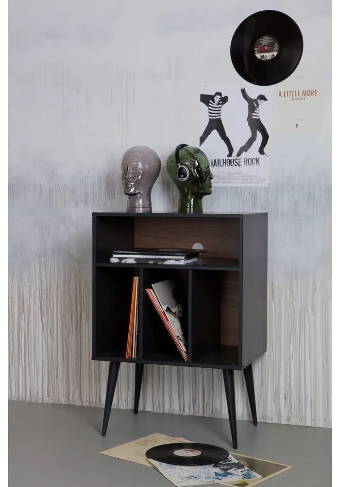 Gramofónová skrinka z borovicového dreva v čierno-prírodnej farbe 60x83 cm James – WOOOD