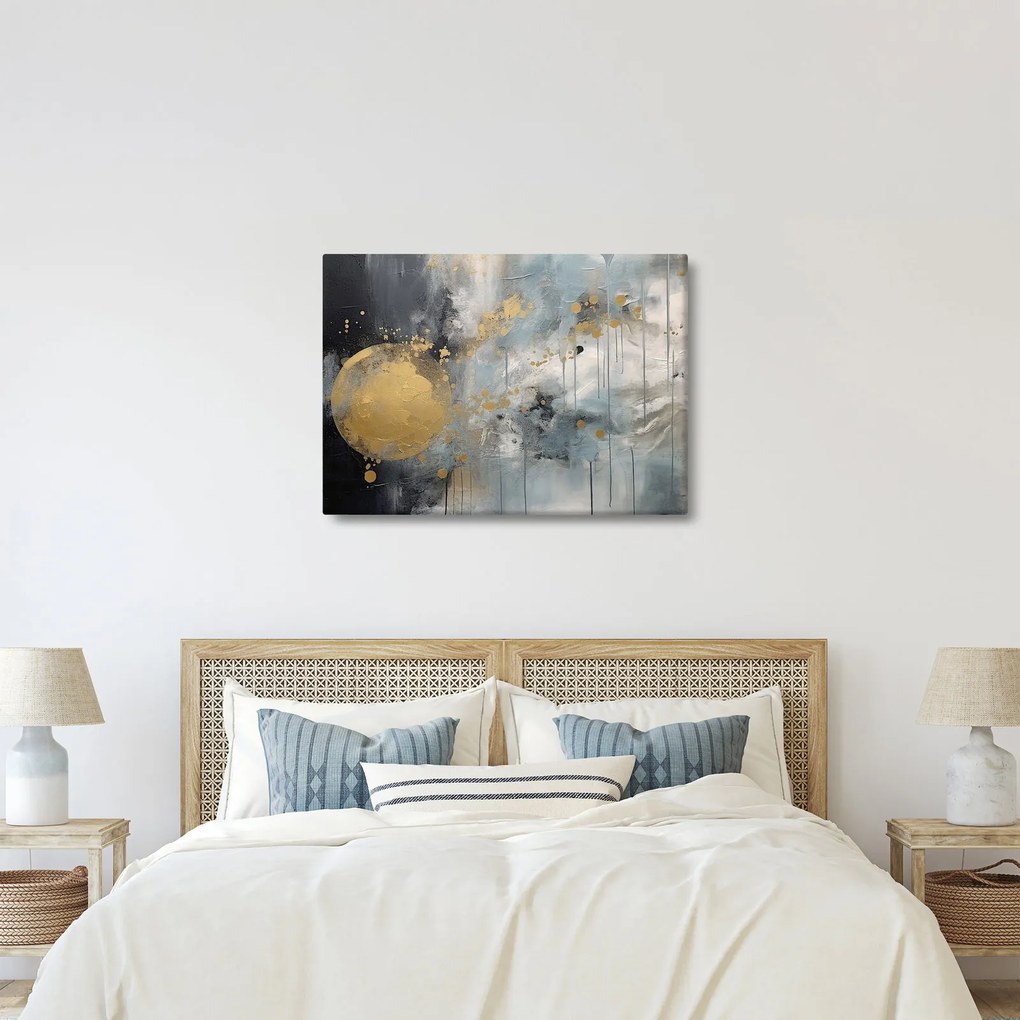 Obraz - Abstrakcia so zlatou guľou (70x50 cm)
