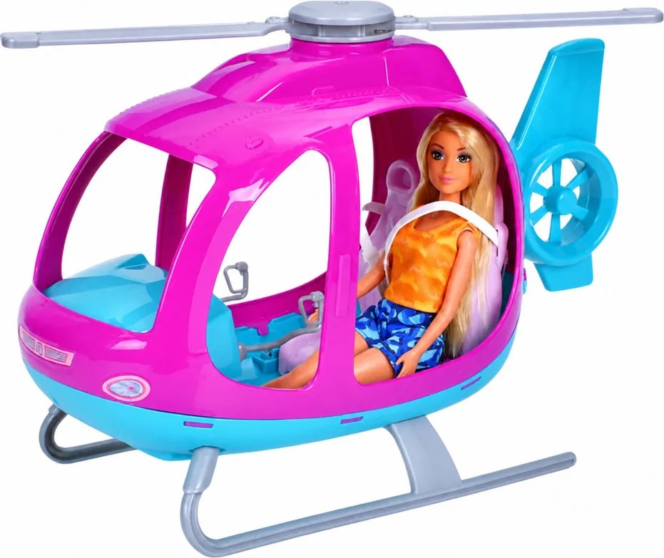 LEAN Toys Súprava bábika Anlily, veľký vrtuľník s pohyblivými vrtuľami, fialová súprava