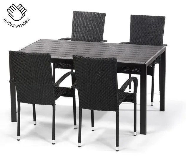 Záhradný jedálenský set Viking L + 4x ratanová stolička Paris