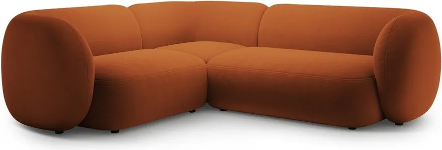 Zamatová rohová pohovka v terakotovej farbe (ľavý roh/do L) Kate – Micadoni