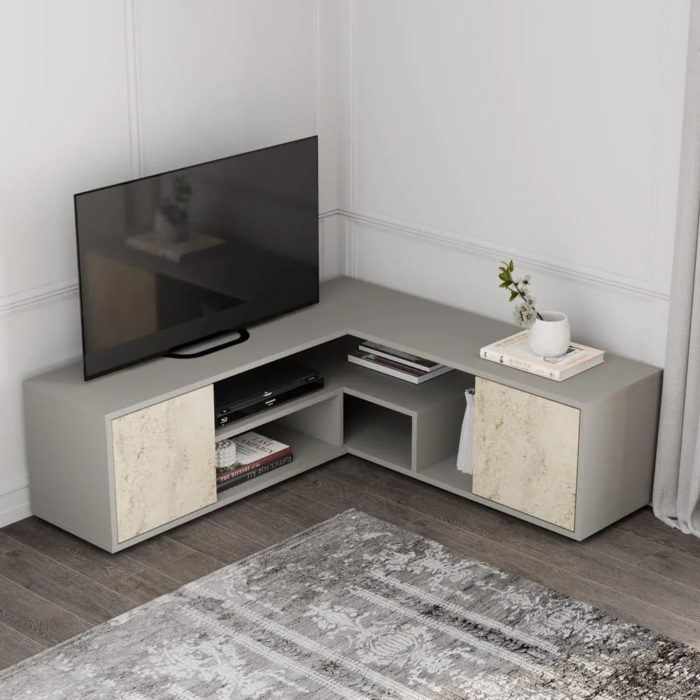 Sivý TV stolík 125x40x120 cm Rosa – Kalune Design