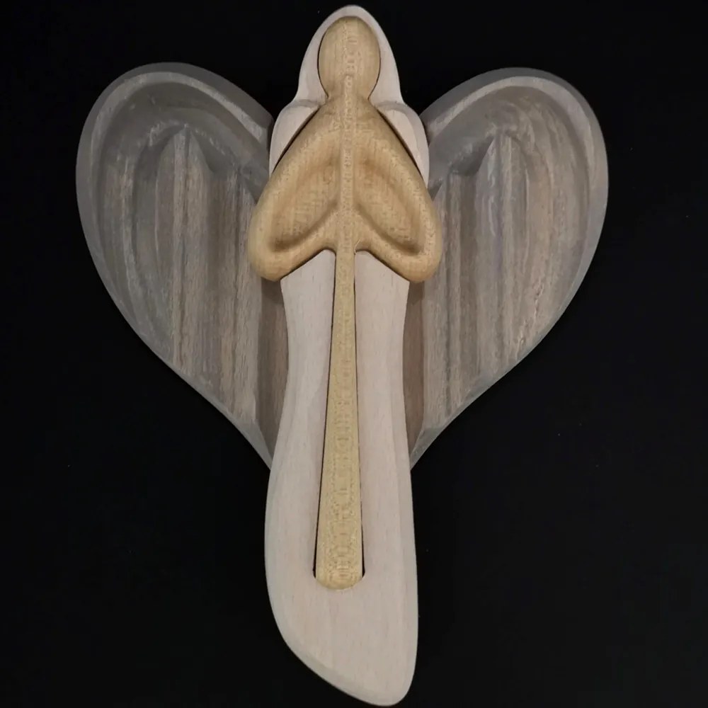 AMADEA Drevený anjel s flautou, farebný, masívne drevo, 22x15x2 cm
