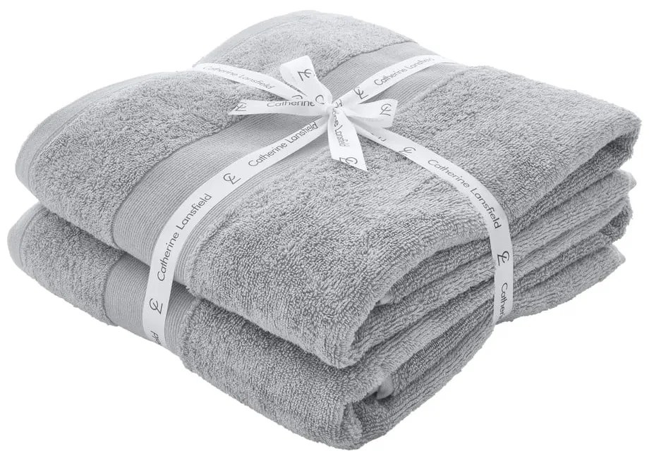 Svetlosivé froté bavlnené osušky v súprave 2 ks 90x140 cm Anti–Bacterial – Catherine Lansfield