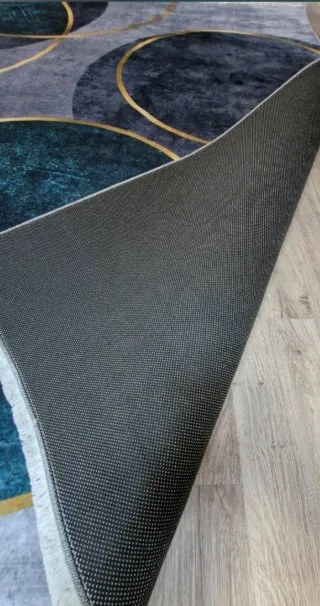 HU Sivo hnedý navy moderný koberec VELVET M388 Rozmer: 200x300 cm