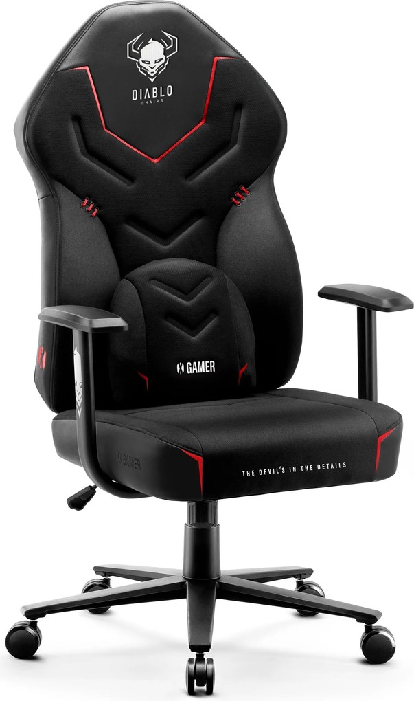 Herné kreslo z eko-kože Normal Size, čierny-sivý: Diablo X-Gamer 2.0 Dark Obsidian