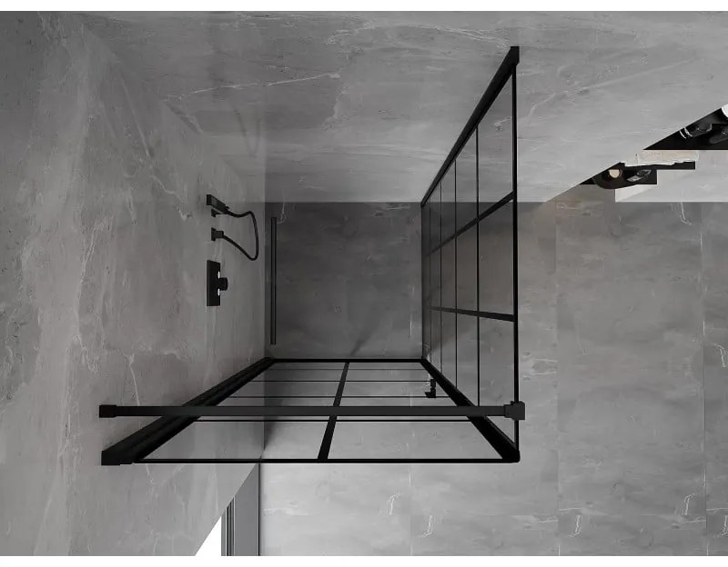 Mexen Mist-B, 1-krídlový výklopný sprchový kút ľavý 80 x 80 cm, čierna mriežka, čierny - 8A2T-080-080-70-77-L