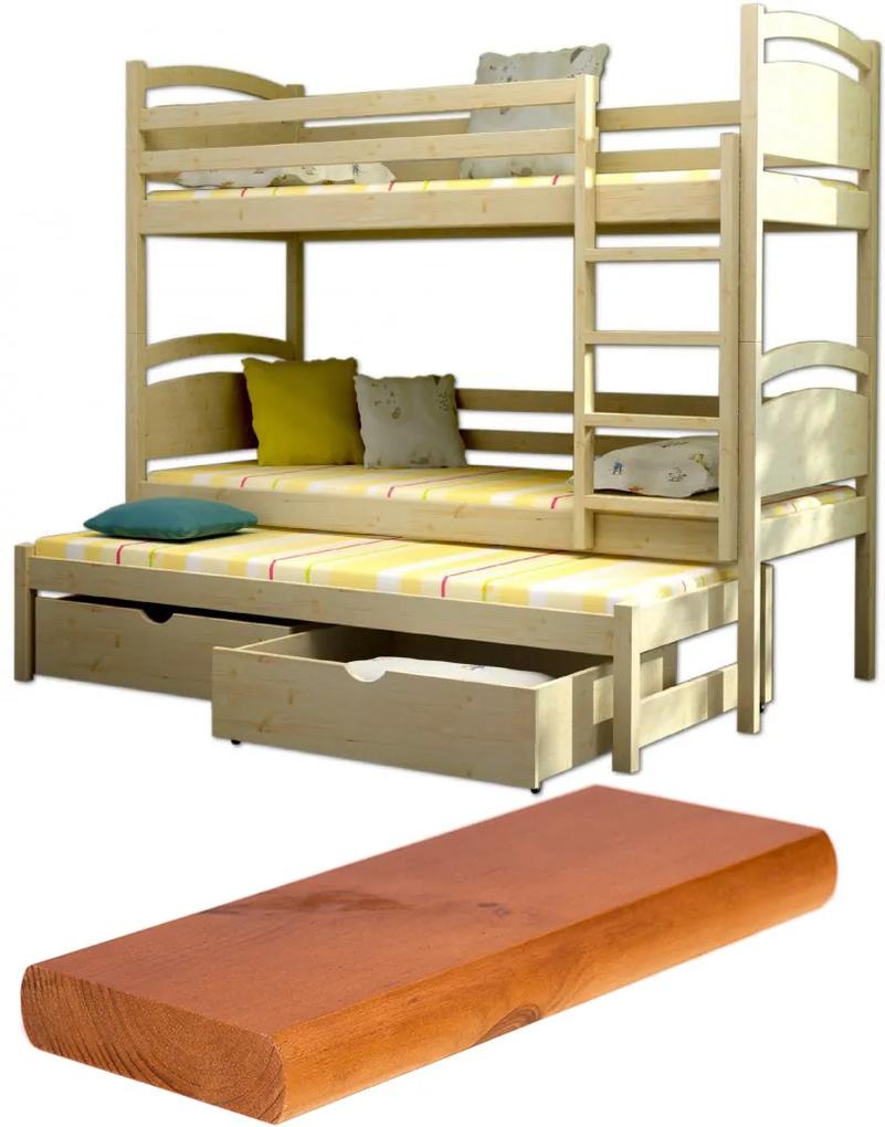 FA Petra 2 180x80 Poschodová posteľ s prístelkou Farba: Jelša (+44 Eur), Variant bariéra: S bariérou (+22 Eur), Variant rošt: Bez roštov (-9 Eur)