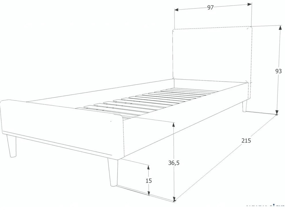 Sivá jednolôžková posteľ ACOMA 90 x 200 cm