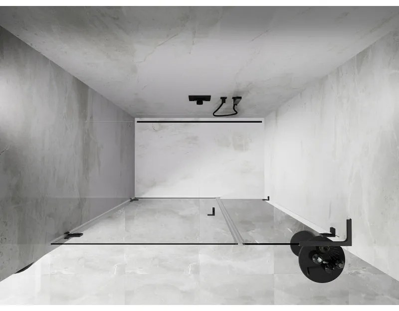 Mexen Lunar-B, L Otočné ľavé sprchové dvere 125 cm, 8mm číre sklo, brúsený grafit profil, 832SL-125-050-66-00-L